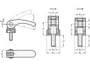 Kunststoff-Exzenterspanner, 63mm Länge, M6 Schraube 50mm, verst. Auflagescheibe