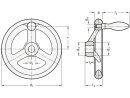 Volante de acero inoxidable, diámetro 100 mm / diámetro interior 10 mm sin ranura / con mango