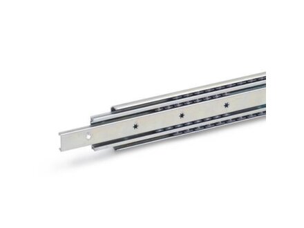 Pair of telescopic rails with full extension, loadable up to 2120N, design selectable