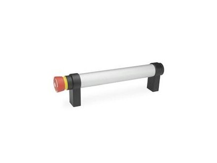 TUBE HANDLE, STRAIGHT, BLACK, WITH "EMERGENCY STOP"