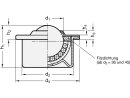 Kugelrolle (Stahlblech/Edelstahlblech-Gehäuse, Stahl/Edelstahl/Kunststoff-Kugel), Ausführung wählbar