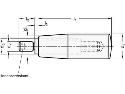 Edelstahl Achsteil Durchmesser 26mm Duroplast M8 Drehbarer Zylindergriff 