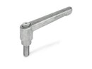 adjustable clamping levers, stainless steel, with external thread,