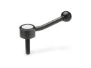 Adjustable flat clamping lever with threaded bolt, design selectable