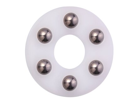 xiros® thrust washer, xirodur B180, stainless steel balls BB-6006TW-B180-ES / size = 6006 / d1 - inner diameter mm = 29.9 / d2 - outside diameter 45.5 mm =