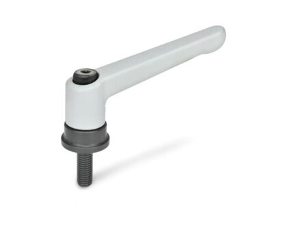 adjustable clamping levers with clamping force gain and external thread