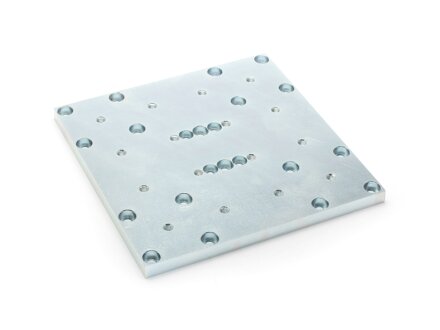 galvanized plate for EMS1620A, 174x174mm, geeignent for cross-connection, 10mm steel galv.