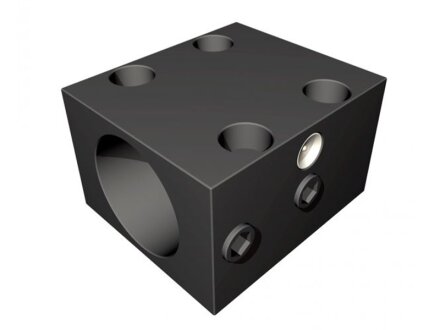 Clamping block 1 with foot mounting for ball screw nut Ø 20x5 and Ø 20x10