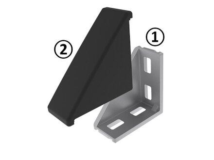 Tappo di copertura, per angolo in alluminio 30/60, 57x57x28mm, plastica nera