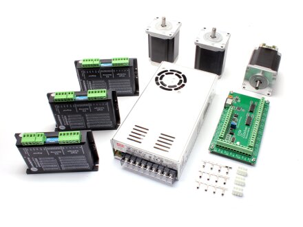 SET: Estlcam control with three stepper motor drivers DM542EU, 3 stepper motors NEMA24 / 3 Nm and 48V power supply