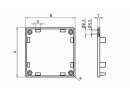 Channel cover cap, 40x40mm, t=4mm, r=3mm, 4 support ribs, 4 screw holes d=4.5mm