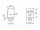 Uniblock 18 CS, with M6 nut, slot 6, A1=7mm, A2=2.7mm,...