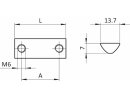 Double sliding block, 13.7x7mm, pivotable, slot 8, 2xM6, a=26.4mm, l=36mm, galvanized steel