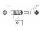 Set automatische connector sleuf 10, bestaande uit: 1x snijhuls voor sleuf 10, 1x cilinderbout DIN912 / ISO4762, M6x45, met binnenzeskant, 1x hamermoer, sleuf 10, M6, staal, verzinkt, met schroefdraadbeschadiging
