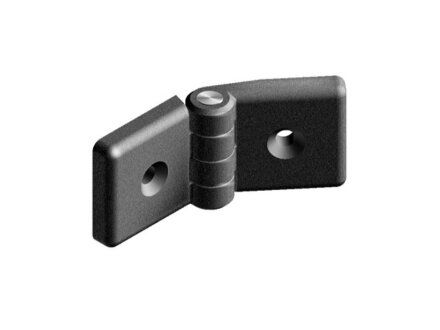 Heavy-duty plastic hinge, 45x45, with 4 centering bolts, slot 10, cannot be unhinged