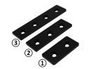 Connection plate, 30x90mm, t=4mm, 3x bore 8.5mm for countersunk head, steel, black powder-coated