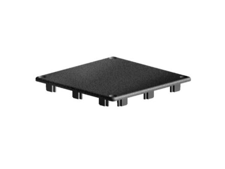 Channel cover cap, 40x160mm, t=4mm, r=4mm, 10 support ribs, 4 screw holes d=4.5mm