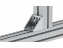 Angle bracket set, 58x57x57mm, for M8, slot 10, die-cast aluminium, bright, including: 2x hammer head screw, M8x20, slot 10, 2x flange nut M8