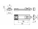 Fräsverbinder, Nut 10, für Profil 45, 19,5x10,5mm, Stahl, verzinkt, mit Hammerkopfmutter, Steg 3mm