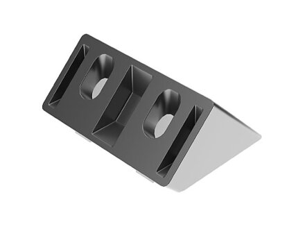 Angle connector 45°, 30x60mm, slot 8, die-cast aluminium, painted similar to RAL 9006