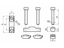 Bolzenverbinder, für Profil 30, Nut 8, inklusive: 2x Zylinderschraube DIN912 M4x25, 2x Hammermutter Nut8 M4