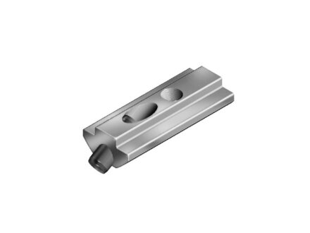 Slotted slot nut, 17x9.6mm, slot 8, guide bar, M6, l=40mm, bore 5.95mm, 30°, steel, galvanized, including: straight pin DIN7979, 6m6x16, threaded pin DIN916, M6x12
