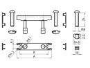 Connettore a bullone, per profilo 60, cava 10, incluso: 1x bullone di fissaggio Ø10, 2x coprivite Ø17 nero, 2x viti speciali a testa cilindrica simile a ISO7380 M8x35, 2x dado a martello Dado10 M8