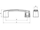 Maniglia ad arco, con foro liscio, a = 145, per vite cilindrica M8, foro 8,5 mm, con calotta di copertura nera