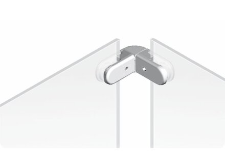 Corner connector set for glass pane holder, zinc die-cast, aluminum colored powder-coated, content: glass pane holder corner, 2x screw M5x12