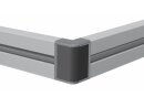 Frame corner connector set 40x20 slot 8 Zinc die-cast, painted aluminum colour, cover cap PA6 grey, incl. 4x 340ME466 M4x20 I-type slot 8