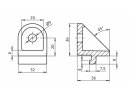 Clamping bracket, 36x36x32mm, hole for screw M8, slot 8,...
