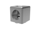 Cube connector 40, 2D, slot 10, for 2 profiles, die-cast aluminium, bright, 2x cover cap, PA, black