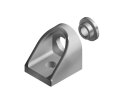 Soporte de junta, 27x27x24mm, agujero para tornillo M6, zinc fundido a presión, color aluminio pintado, con anillo de rodamiento, acero, cincado