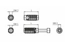 Automatik-Stoßverbinder, Nut 5, Edelstahl, bestehend aus: Schneidhülse, Gewinde Schneidhülse mit Innengewinde, Schraube DIN912, M4x40