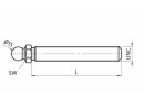 Draadstang, met kogel 15 mm, 3 / 8-16 UNC x5 inch, sleutelwijdte 14, roestvrij staal 1.4301 / 1.4305