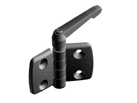 Plastic combination hinge with clamping lever 45.45, not detachable, groove 10, dimension A1/A2 25mm