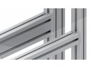 Set di connettori a piastra, 40x40, verniciato a polvere in colore alluminio, composto da: 1x connettore a piastra, 1x vite autoformante S8x25, 1x dado scanalato Nut8, M8, 2x vite M8x25, con cava esagonale, acciaio, zincato