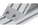Hoekverbinder 45 °, 45x90 mm, sleuf 10, gegoten aluminium, blank
