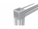 Kubusverbinder 40, 2D, sleuf 10, voor 2 profielen, spuitgietaluminium, zilverkleurig gelakt, met 2x afdekkappen, PA, zilverkleurig gelakt