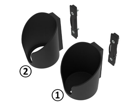 Portavasos, parte inferior abierta, h = 118 mm, di = 79 mm, con fijación para M5, plástico, negro