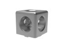 Set cube connector 40, 3D, slot 10, for 3 profiles, aluminum die-cast, bright, with 3x AK black, 3x screw