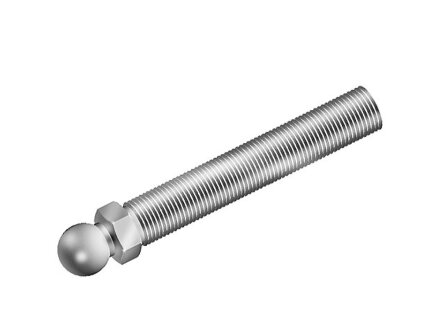 Threaded rod, with ball 22mm, M24x150, wrench size 24, galvanized steel