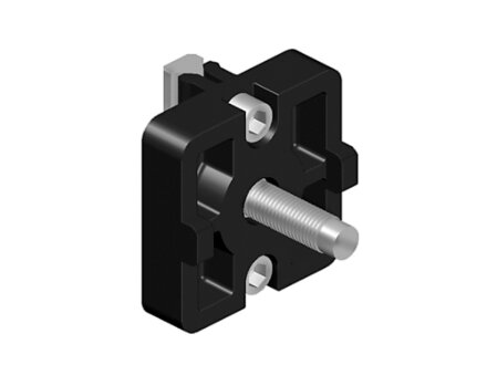 Panel connector set, 40x40mm, with clamping wing, groove 8, M8, PA black, 1x wedge, steel, zinc-plated, 2x cylinder screw, DIN912, M4x14, steel, zinc-plated and self-tapping screw, SF7x25, with hexagon socket, steel, zinc-plated