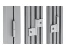 Set cerniera in alluminio 43,5x43,5 Nut8, alluminio pressofuso, anodizzato E6 / EV1 incl. 2x dadi scanalati (096026), 2x viti a testa svasata (4DIN7991M6014M), 2x tappi di copertura (095ALA), 1x asse (095AIR04 preassemblato nel cerniera)