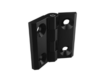 Metal hinge, 60x60mm, non-detachable, stainless steel axis, die-cast zinc, black powder-coated