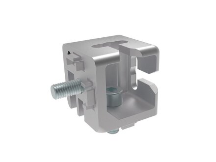 Clamping profile connector set, 40x40, Nut8, die-cast zinc, white aluminum similar to RAL 9006, incl. 2x cylinder screws DIN 912 M8x20 galvanized steel