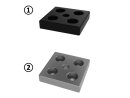 Transport and base plate, 60x60mm, M10, mounting holes for M6 screw, die-cast zinc, black powder-coated