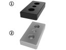 Transport and base plate, 50x100mm, M12, mounting holes for screw M10, die-cast zinc, black powder-coated