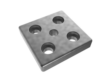 Transport and base plate, 90x90mm, M10, mounting holes for M12 screw, die-cast zinc, bright