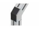 Set hoekverbinder 45 °, 45x45mm, M12, sleuf 10, aluminium gelakt vergelijkbaar met RAL 9006, inclusief afdekkap zilver, 2x 093S1230T + 1x 096HK1030M0820 en 1x flensmoer M8 340ME154, staal, verzinkt